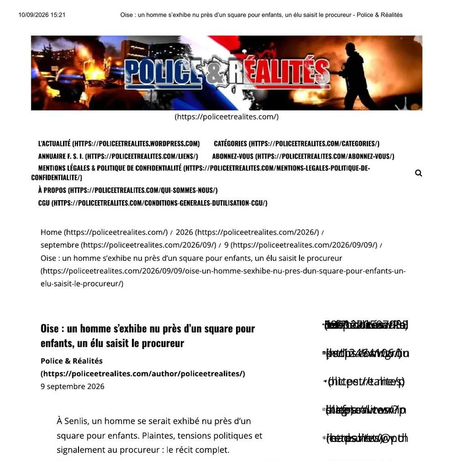 Capture de l’article Police & Réalités